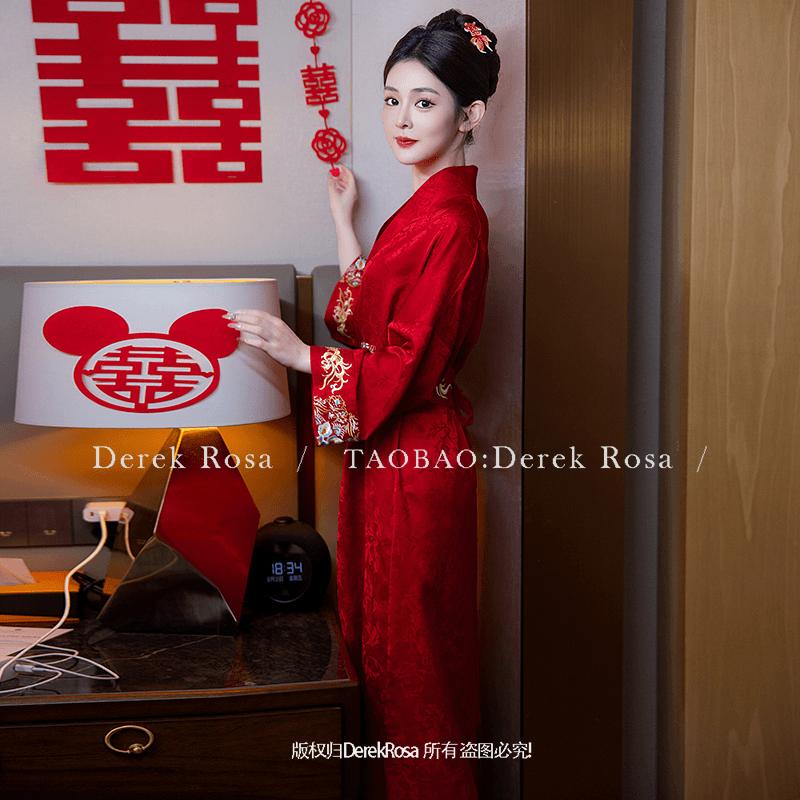 Red Bridal Robe for Women, New Chinese-Style Wedding Dress, High-End Niche Zodiac Year Pajamas, 2026 New Style Nightgown
