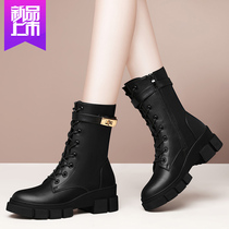 Martin boots 2021 new spring and autumn winter single boots handsome Joker Hong Kong flavor square head British style womens boots short boots