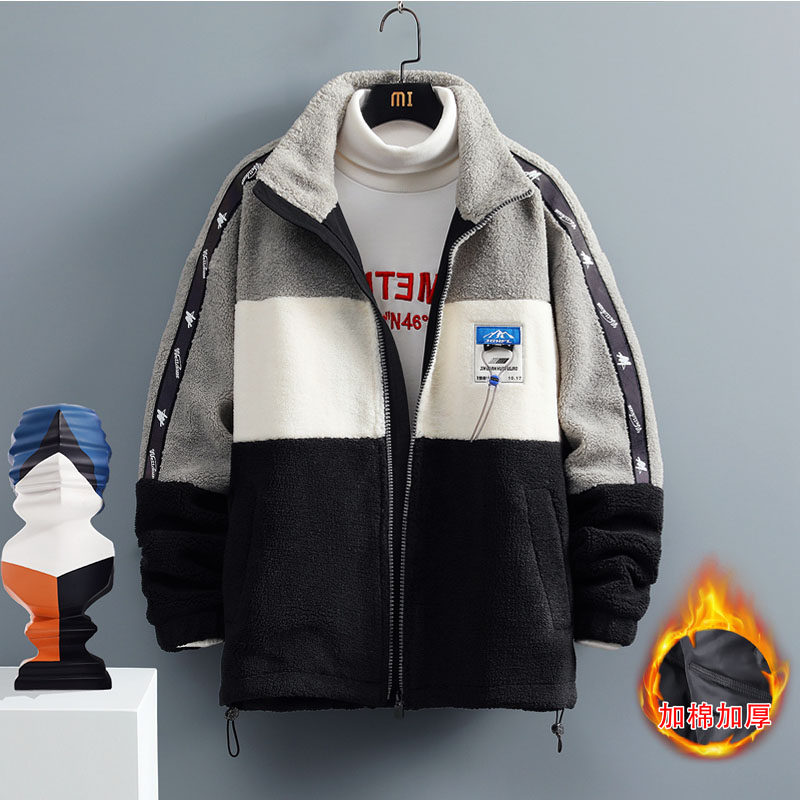 Fat boy winter coat big boy 2021 new grain velvet thickened winter foreign school students lamb velvet tide cotton coat