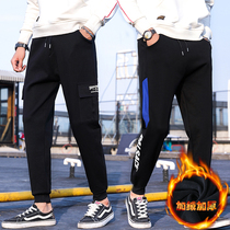 Childrens wear tooling pants 18 new autumn and winter models 11 boys casual pants plus velvet 15 junior high school students Korean trousers