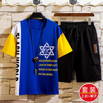 12 boys 13 big children 14 teenagers 15 years old junior high school boys short sleeve T-shirt set summer clothes handsome 16