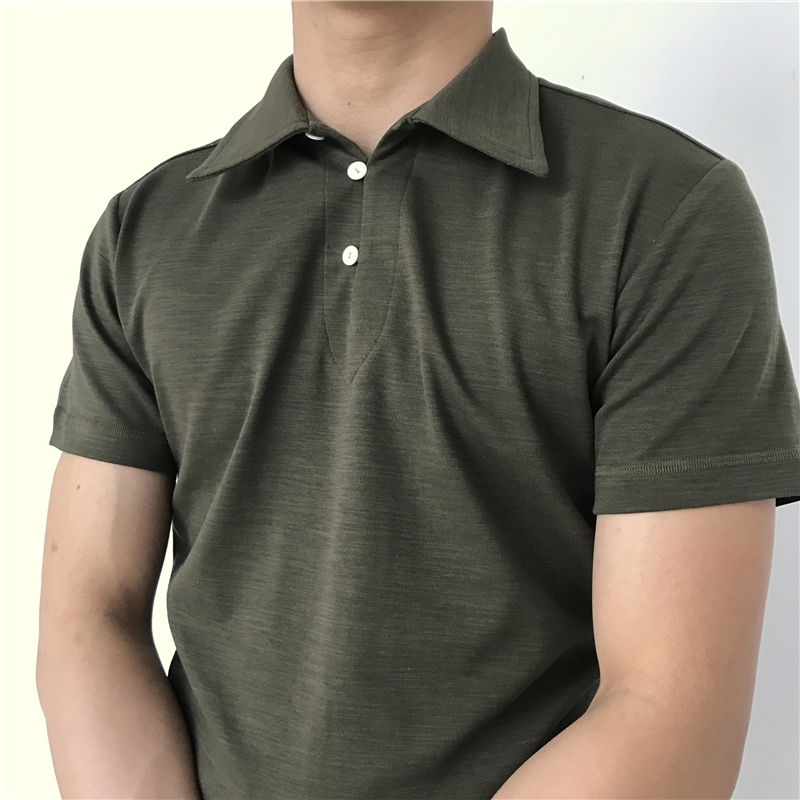 Ami 咔叽 Mỹ retro handmade tre bông cổ áo cổ áo POLO áo sơ mi nam ngắn tay không-Henry cổ áo T-Shirt nam mùa hè