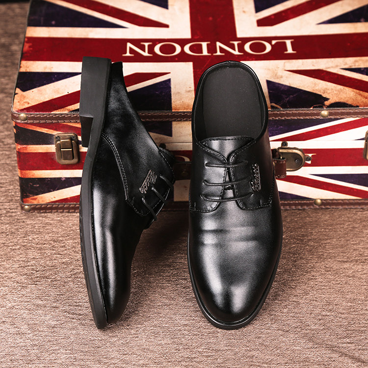 New men's head layer of cow leather positive clothing leather slippers try-fit photography leather slippers casual bag head shoes large size