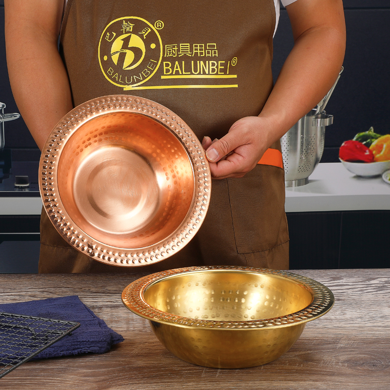 Thickened Pure Copper Copper Basin Copper Pan Acid Vegetable Fish Basin Soup Bowl Water Cooking Fish Basin Wash Basin Copper Face Basin Polyppot Wedding tray