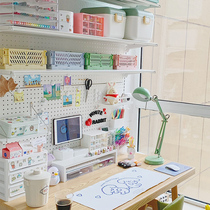 Poor aesthetics Hardware shelves Girl desk bookshelf combination rental hole board shelf Floor storage shelf