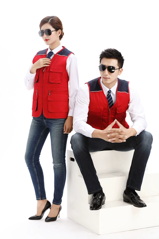 Áo vest công sở tùy chỉnh ngoài trời nhiếp ảnh gia đám cưới bông nhà máy tự động sửa chữa dày vest vest nam và nữ ao ba lo nam