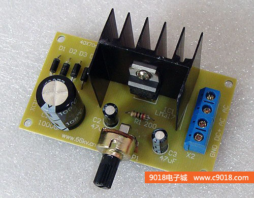 LM317T adjustable voltage power supply circuit electronic production suite hash (DC1 25V-12V continuously adjustable)