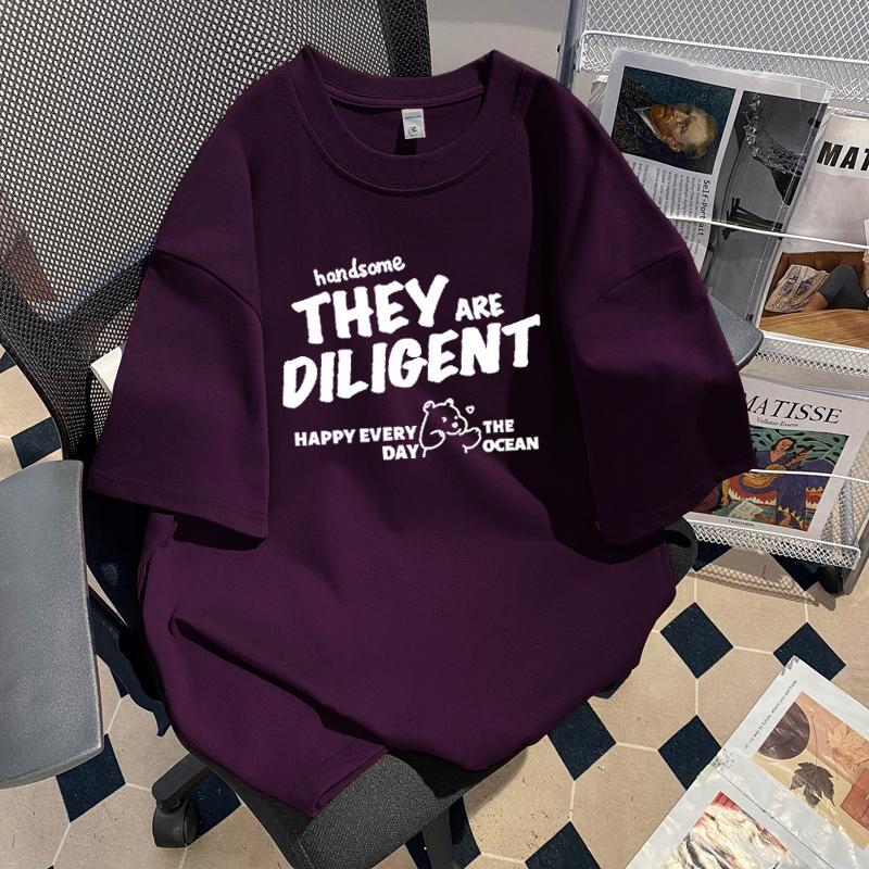 American-Style Heavyweight Ice Silk Sorona Technology Grape Purple Short-Sleeve T-Shirt for Men and Women, Trendy Brand Loose Half-Sleeve Top American-Style Heavyweight Ice Silk Sorona Technology Grape Purple Short-Sleeve T-Shirt for Men and Women, Trendy Brand Loose Half-Sleeve Top
