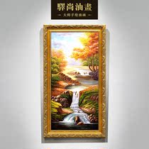 European style hand-painted oil painting porch living room landscape decoration painting vertical single corridor mural painting feng shui hanging painting