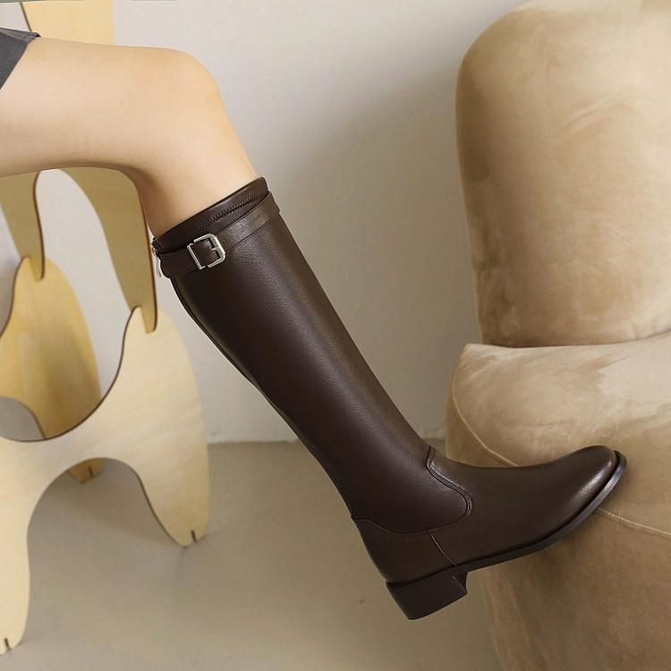 Autumn and Winter Thick-Legged Plus-Size Women's High Boots, Large Size Women's Boots 41 to 43, Long Boots, Riding Boots, Brown Long Boots