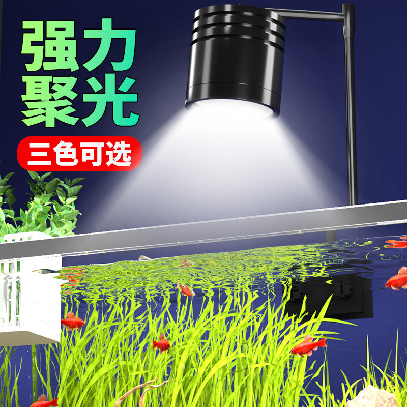 鱼缸灯led爆藻灯筒灯变色原生射灯南美溪流水草灯照明观赏水族箱