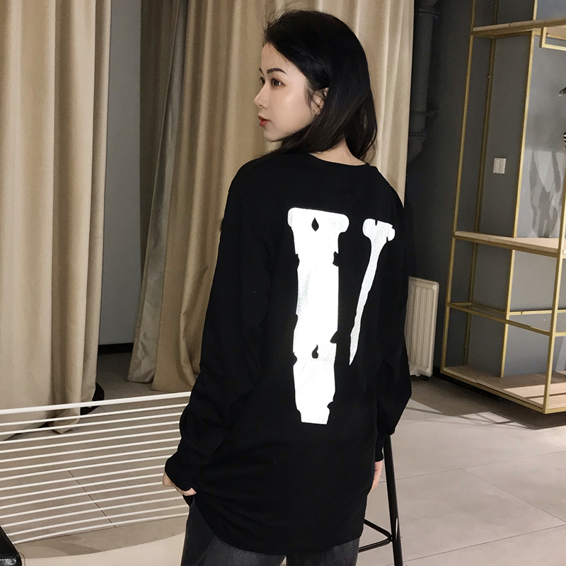 Vlone Fast New York Pop-Up Store Exclusive 3m Reflective Large V Logo Trendy Brand Unisex Loose-Fitting Trendy Long-Sleeve Shirt