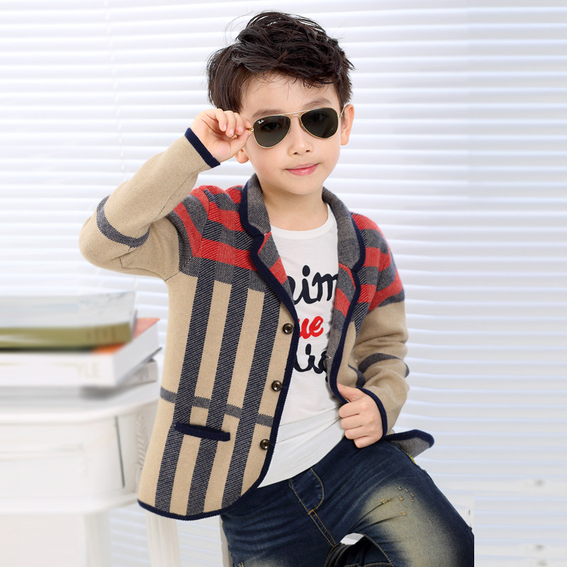Autumn Winter New Children's Clothing Han Edition Children's Small Suit Boy Big Boy West Suit Cashmere Cardiff Jacket Thickened Jacket