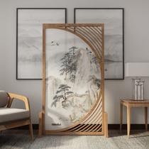 Custom solid wood Chinese-style screen partition wall living room entrance porch occlusion decoration semi-transparent yarn household floor seat screen