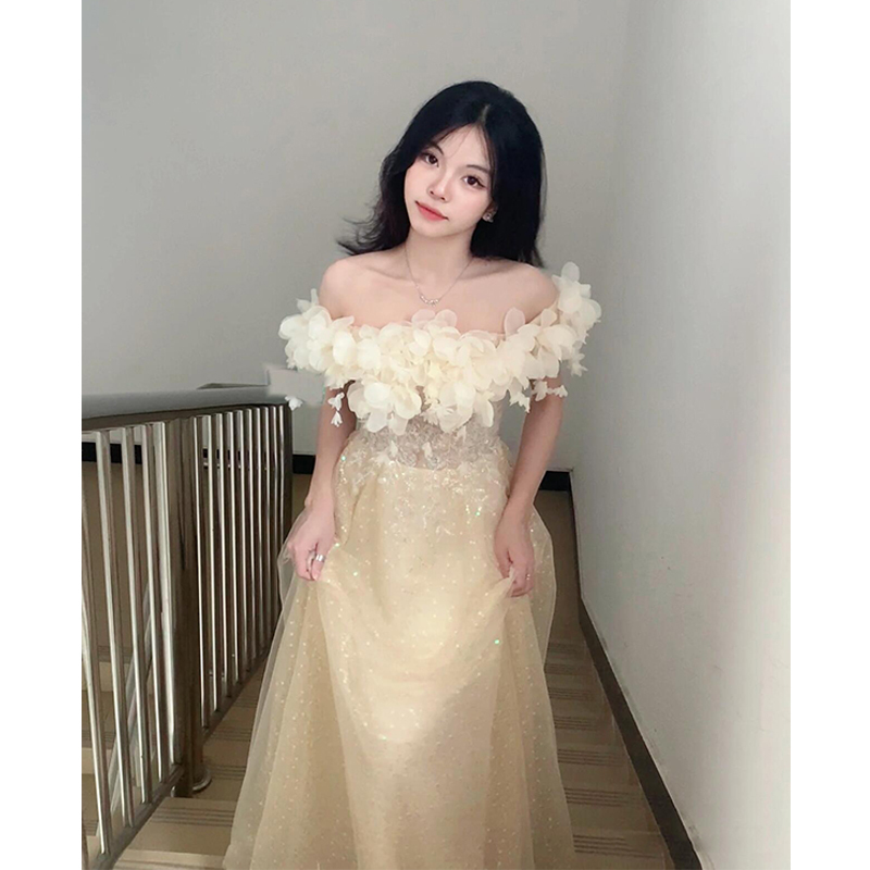 One-Shoulder 18Th Birthday Coming-Of-Age Ceremony Princess Dress 2026 New Champagne Color Banquet Host Graduation Evening Dress