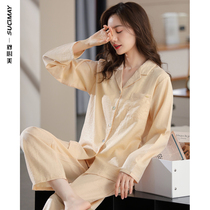 Spring and Autumn Pajamas ladies hemp long sleeve spring cotton cotton silk home clothing linen set 2022 New