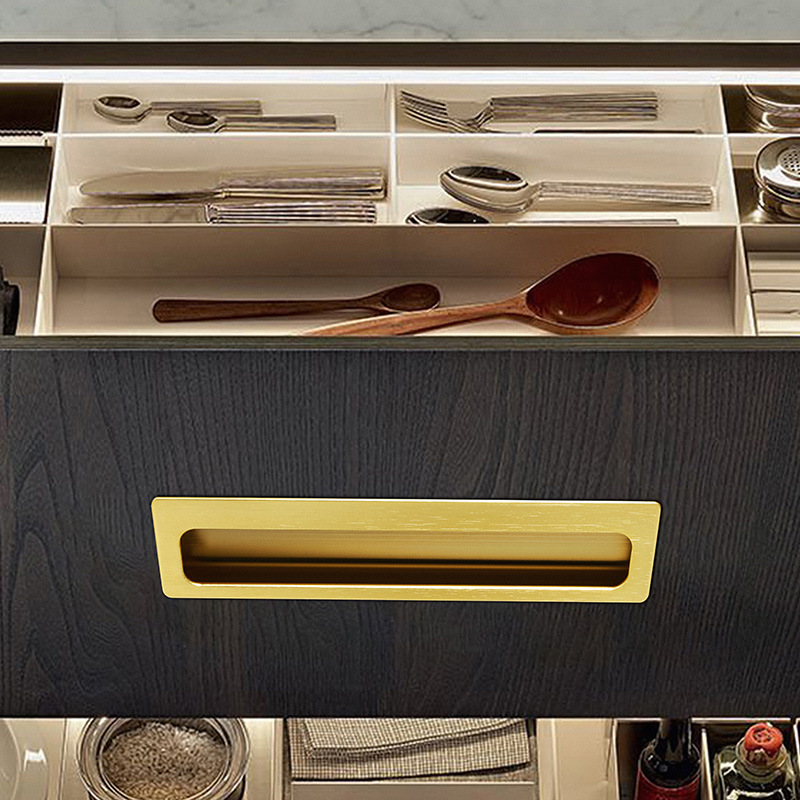 Nordic Golden Cupboard Wardrobe Door Drawer Invisible Handle Concealed Concealed Concealed Buttoned Sliding Door Handle 1 m lengthened-Taobao