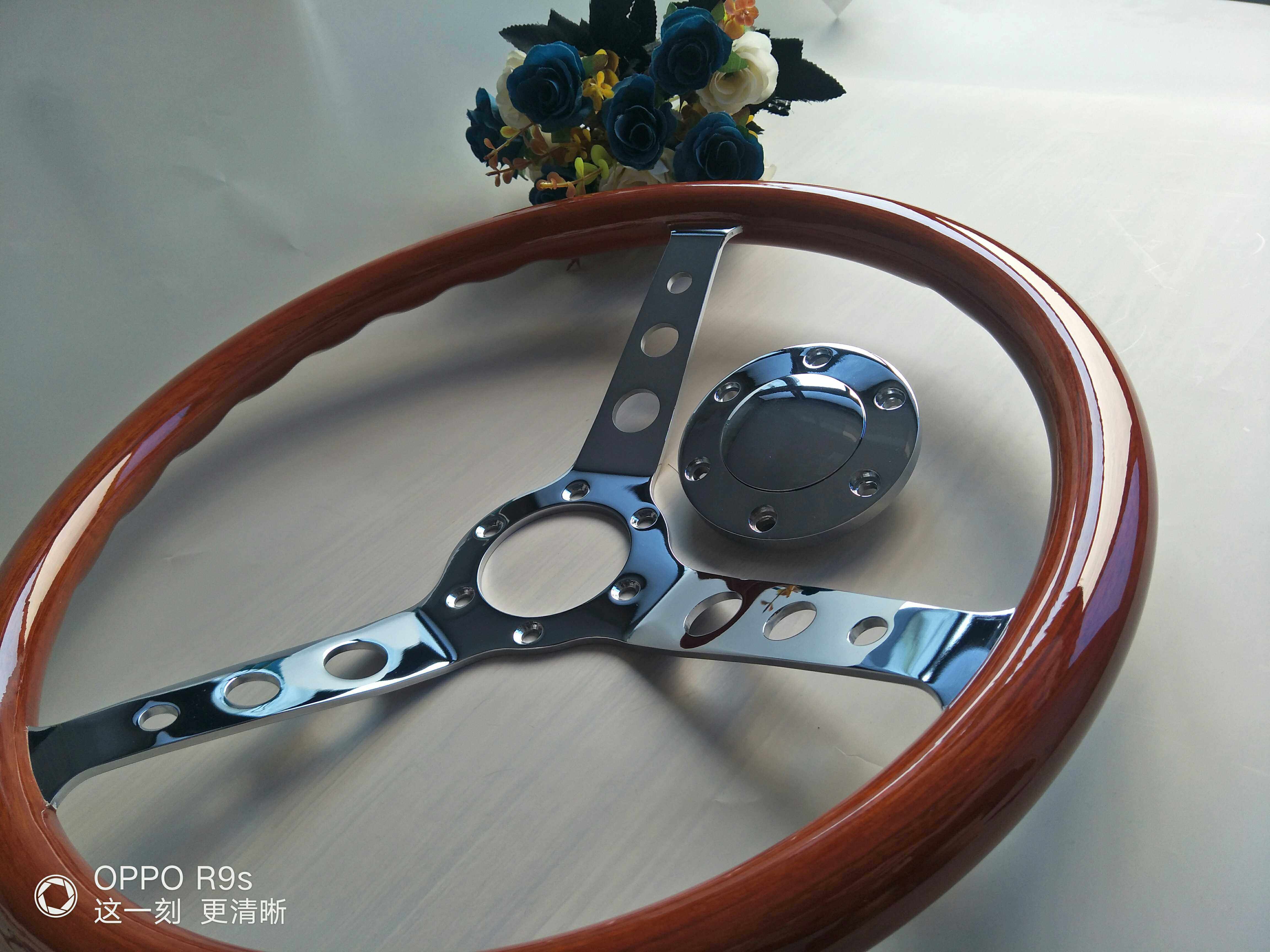15 inch long hole round hole red solid wood peach steering wheel modified car suitable for each model universal 38cm