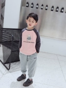 Rice Xiaofan Children Wear 2019 Spring New Hàn Quốc In Vai Áo thun cotton Trẻ em Áo dài tay cho bé - Áo thun