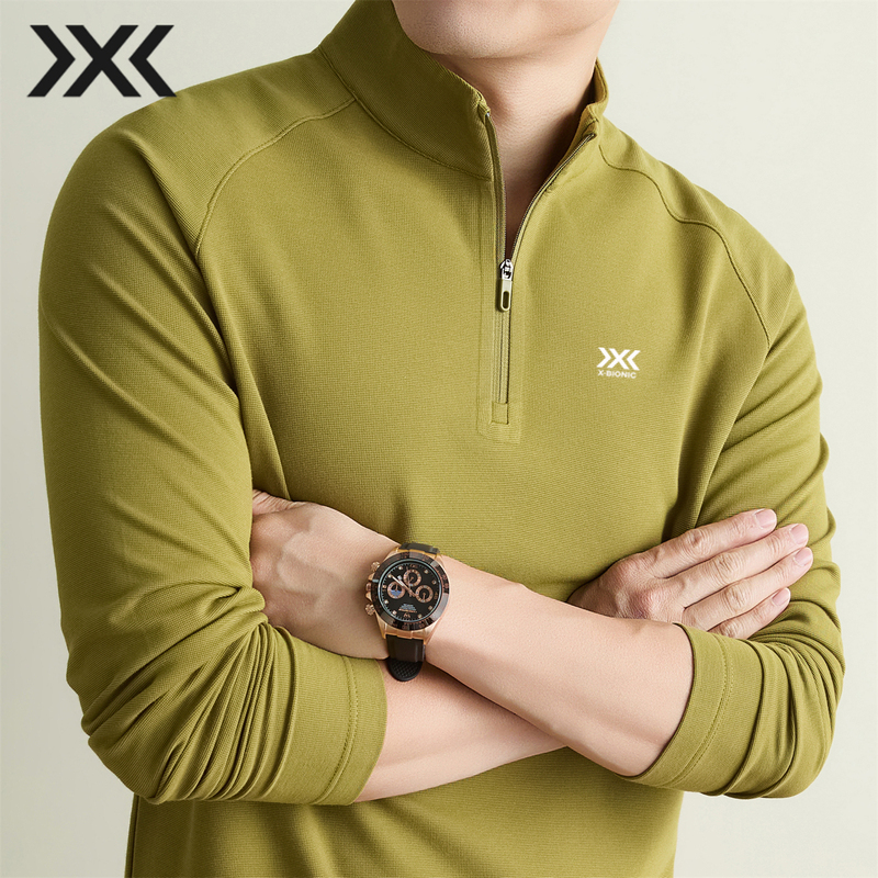 Outlet Clearance Xbionic Men's Half-Zip Stand Collar Sweatshirt Long-Sleeve Sports Casual Commuter Base Layer T-Shirt