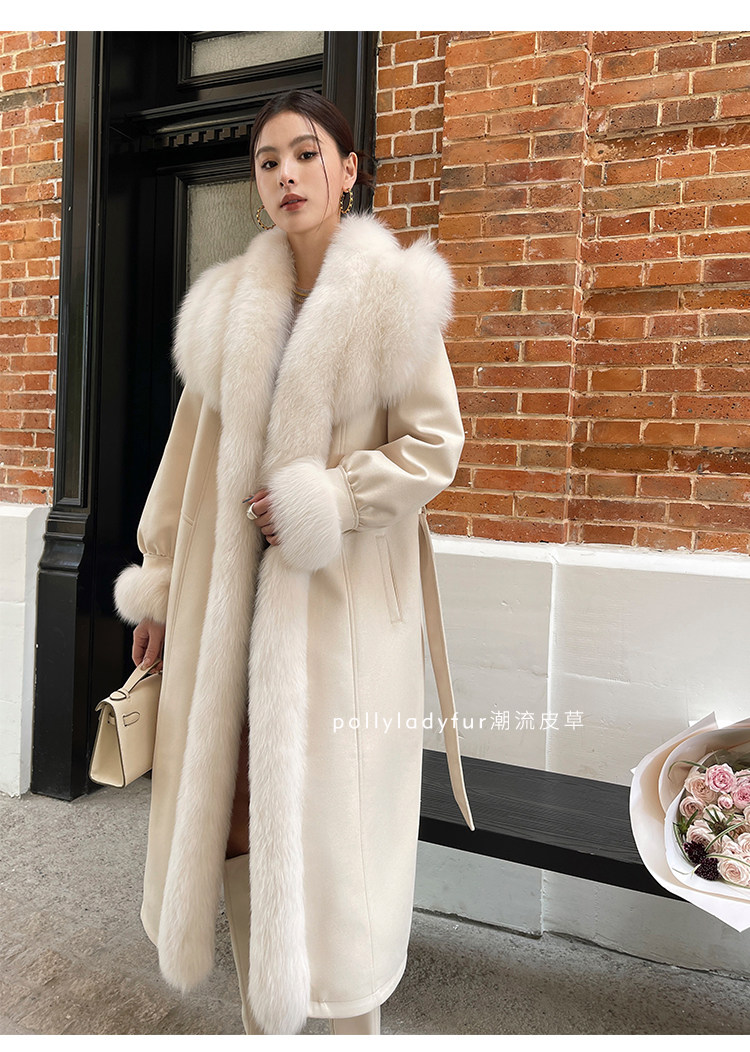 New 100% Real Fox Fur Big Fur Collar Coat Women's Warm Down Jacket