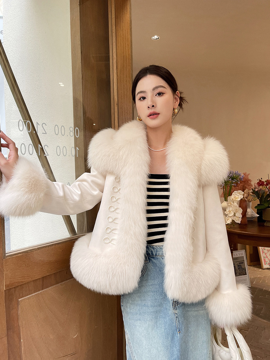 New Genuine Fox Fur Coat Women's Real Fox Fur Coat Down Thicken