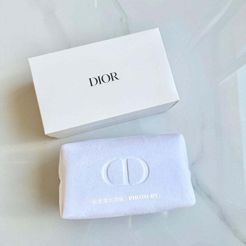 Dior White Velvet Cosmetic Bag