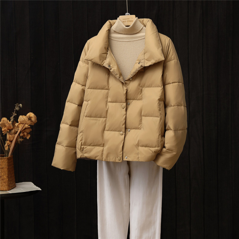 Stand Collar Lightweight down Jacket for Women, Short Style, 2026 New Korean Version, White Duck Down, Popular for Petite Figures, Autumn and Winter Coat, Trendy Stand Collar Lightweight down Jacket for Women, Short Style, 2026 New Korean Version, White Duck Down, Popular for Petite Figures, Autumn and Winter Coat, Trendy
