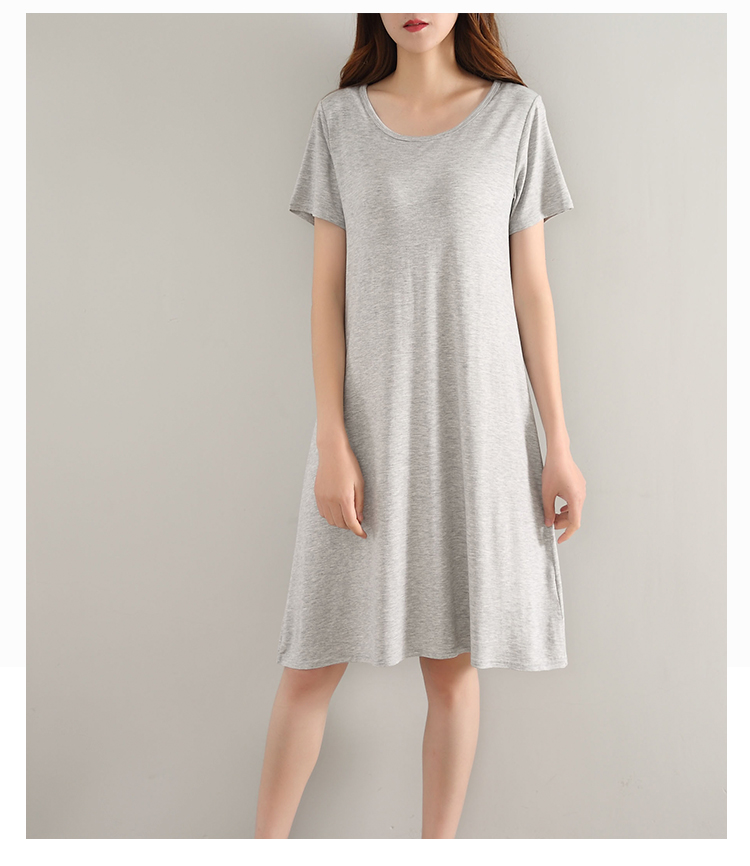 Mùa hè bông phương thức vành đai ngực pad nightdress đồ ngủ ngắn tay áo miễn phí áo ngực mỏng phần lỏng kích thước lớn nhà váy nữ