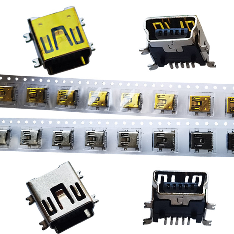 Tape-On Mini USB Female Connector Mini-5P Socket Mp3Mp4 Accessories 3 Charging Data Connectors, 1000 Pieces in a Batch Tape-On Mini USB Female Connector Mini-5P Socket Mp3Mp4 Accessories 3 Charging Data Connectors, 1000 Pieces in a Batch