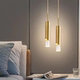 Nordic Light Luxury Bedside Pendant Light, Simple Modern Single-Head Gold Background Wall Pendant Light for Bedroom, Dining Room, Bar Counter, Long-Line Small Pendant Light