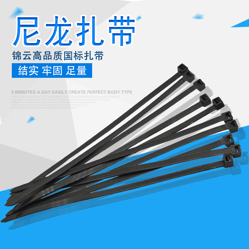 Self-locked nylon tie 2 * 100 black tie plastic industrial-grade fracking with a tight buckle 1000 bar