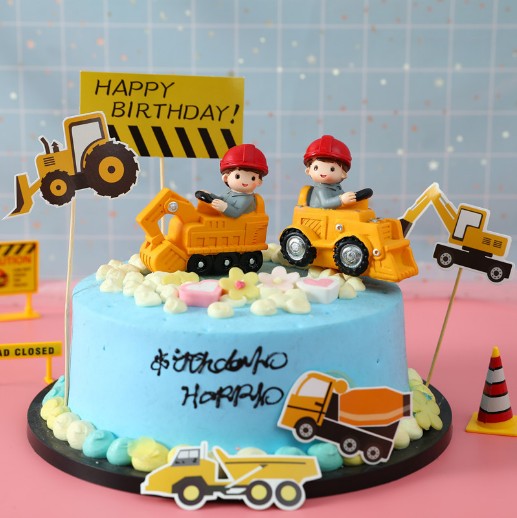 Car ornaments excavator cake baking plug-in home car supplies creative cute resin crafts