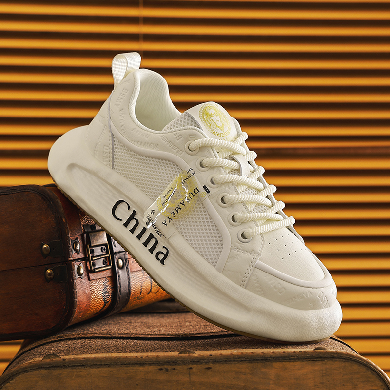 French Dusa Mia Light Luxury Casual Sneakers for Men and Women, Thick-Soled Height-Increasing Versatile White Shoes, Summer Breathable Trendy Shoes