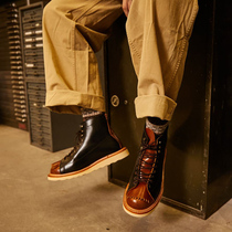 Original American retro vintage leather thick-soled casual boots mens leather high-top tooling Martin motorcycle tide shoes