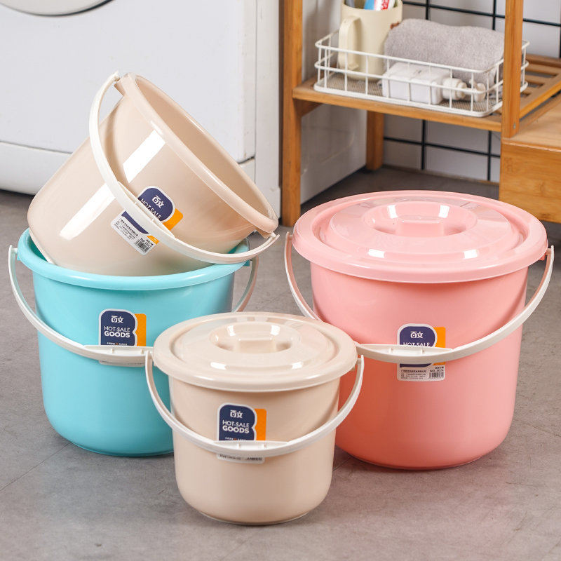 Thickened Small Plastic Bucket with Lid, Household Portable Bucket, Children's Kindergarten Beach Bucket, Toy Bucket, Pen Washing Bucket