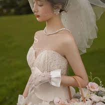 Wedding Dress Gloves 2022 New Design Vintage Pearl Wedding Famous Yuan Photography Gown Bride Wedding for the Wedding Neckline