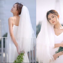 2022 new Korean-style bridal wedding headwear headwear ultra-sensual line Authentic Wedding-Wedding Dress Double photo-head yarn