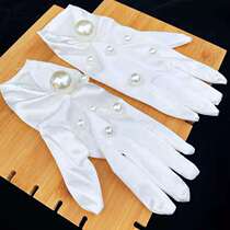 Bridal glove 2021 new satin large pearl mesh red photo Mori ensemble Short-style wedding gown photography gown