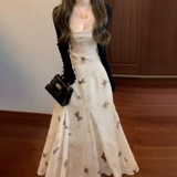 Небольшая дизайнерская элитная изысканная летняя весенняя длинная юбка, французский стиль, цветочный принт, подходит для подростков, городской стиль