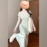 Корсет, летняя длинная юбка, для формы тела «груша», по фигуре, с открытой спиной