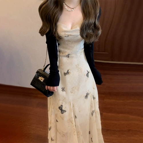 Небольшая дизайнерская элитная изысканная летняя весенняя длинная юбка, французский стиль, цветочный принт, подходит для подростков, городской стиль