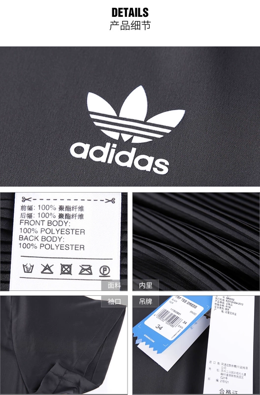 Adidas clover váy 2018 mùa hè vòng cổ thoáng khí dài thể thao ngắn tay áo đầm CE2436