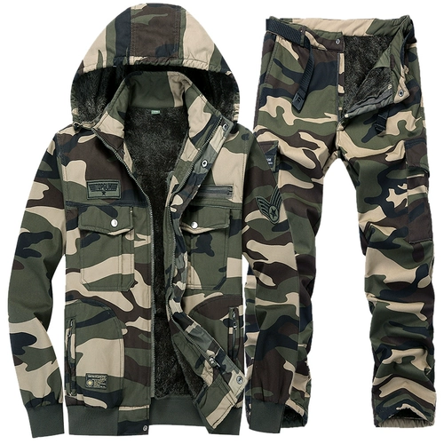 Мужской зимний утепленный износостойкий демисезонный камуфляжный комплект для работы, рабочая одежда