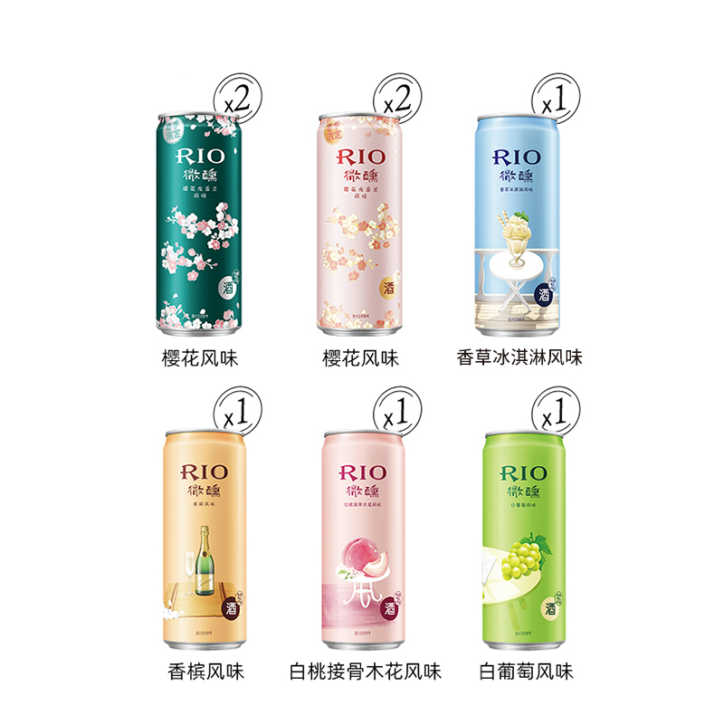 RIO 锐澳 微醺系列 樱花小美好 预调鸡尾酒 6口味组合 330ml*8罐装 天猫优惠券折后￥36包邮（￥60-24）