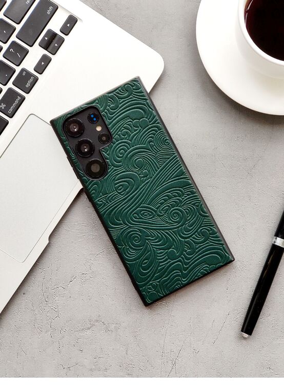 Embossed Premium WAVE Genuine Leather S24, S24 Plus, S24 Ultra, S23, S23 Plus, S23 Ultra, S22, S22 Plus, S22 Ultra, Note 20