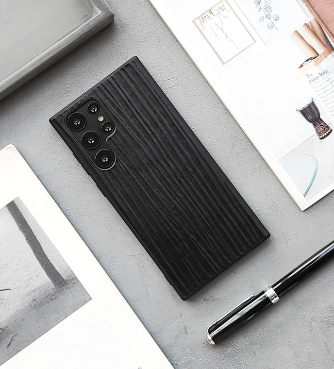 Tree Bark Wood Pattern Genuine Leather Slim Fit Stylish S21, S21 Plus, S21 Ultra, S20, S20 Plus, S20 Ultra, S22, S22 Plus