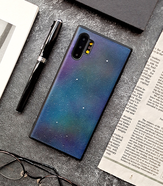 Starry Sky Space Pattern Genuine Leather High End Premium S23, S23 Plus, S23 Ultra, S22, S22 Plus, S22 Ultra, S21, S21 Plus