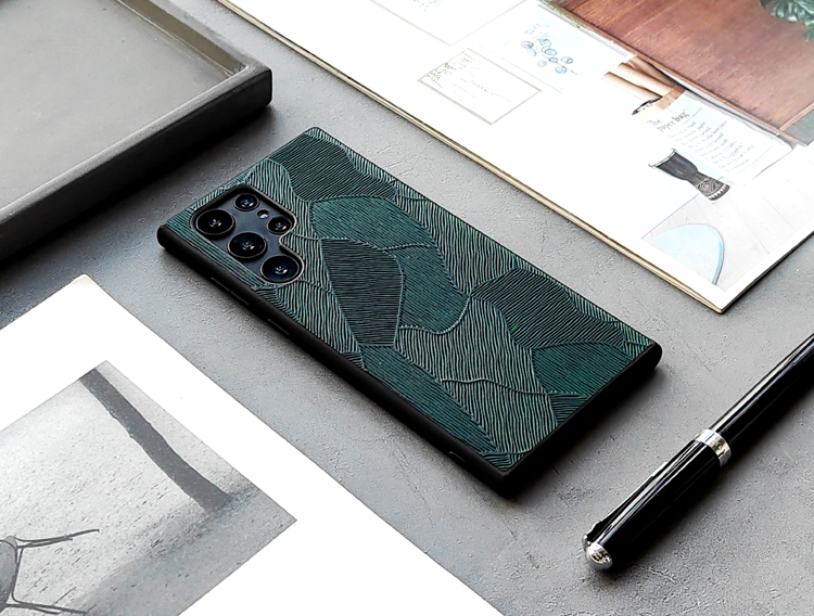 Zen Pattern Genuine Leather Stylish Slim Fit S21, S21 Plus, S21 Ultra, S20, S20 Plus, S20 Ultra, S22, S22 Plus, S22 Ultra