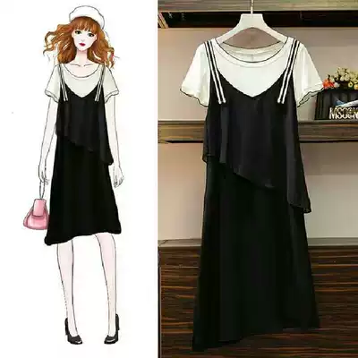 Pregnant women's summer dress dress medium and long version of summer suit out fashion model age-reducing foreign school thin belly skirt